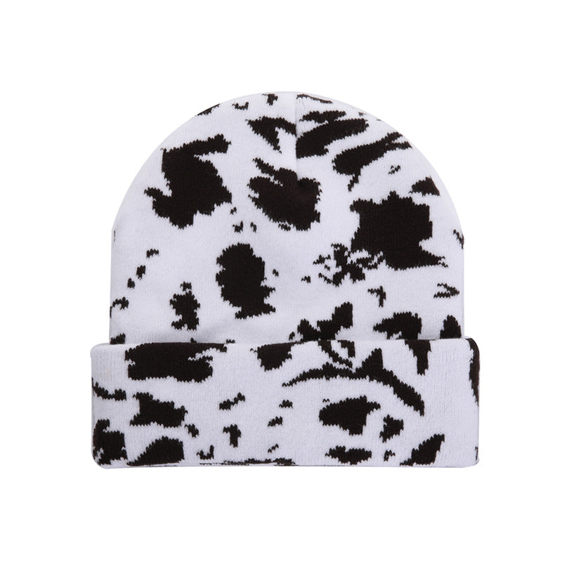 Wholesale Cute Leopard Print Cow Knitted Beanie